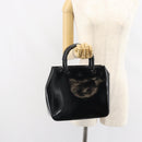 GUCCI Bamboo Hand Bag Patent leather Black 93152 Auth BA9541-22