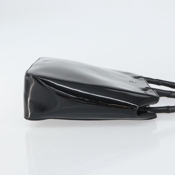 GUCCI Bamboo Hand Bag Patent leather Black 93152 Auth BA9541