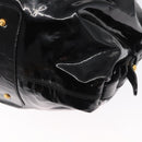 Salvatore Ferragamo Gancini Tote Bag Patent leather Black Gold Auth BA9545-11