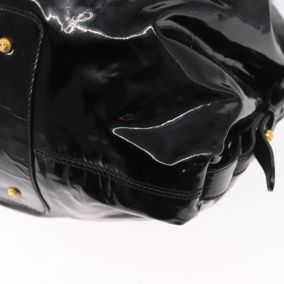 Salvatore Ferragamo Gancini Tote Bag Patent leather Black Gold Auth BA9545