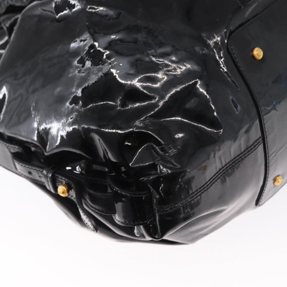Salvatore Ferragamo Gancini Tote Bag Patent leather Black Gold Auth BA9545
