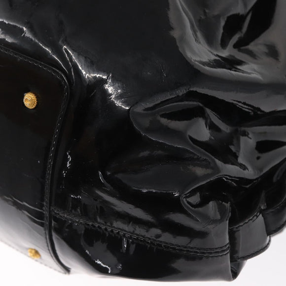 Salvatore Ferragamo Gancini Tote Bag Patent leather Black Gold Auth BA9545