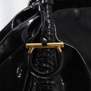 Salvatore Ferragamo Gancini Tote Bag Patent leather Black Gold Auth BA9545-14