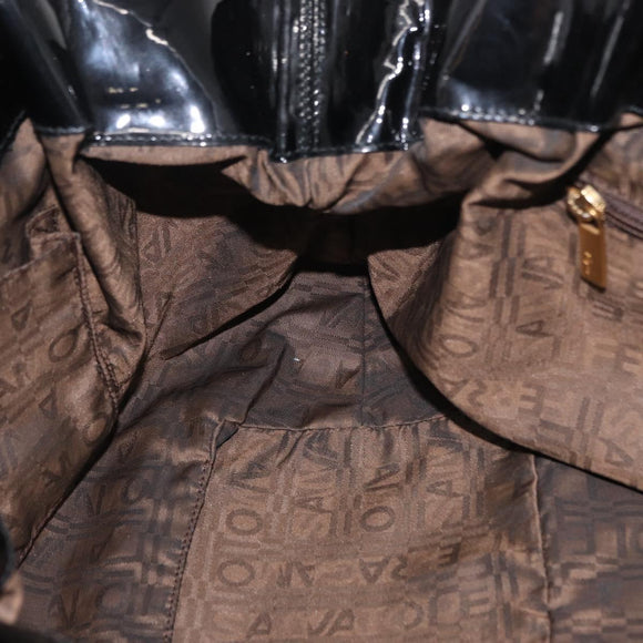 Salvatore Ferragamo Gancini Tote Bag Patent leather Black Gold Auth BA9545