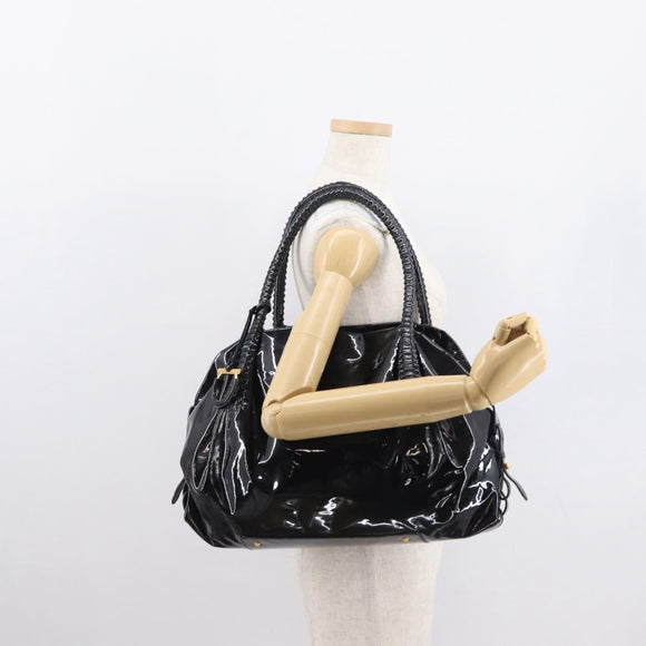 Salvatore Ferragamo Gancini Tote Bag Patent leather Black Gold Auth BA9545