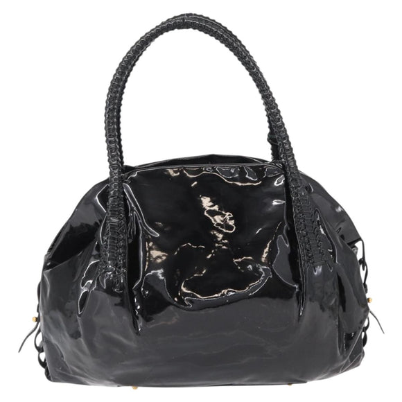 Salvatore Ferragamo Gancini Tote Bag Patent leather Black Gold Auth BA9545