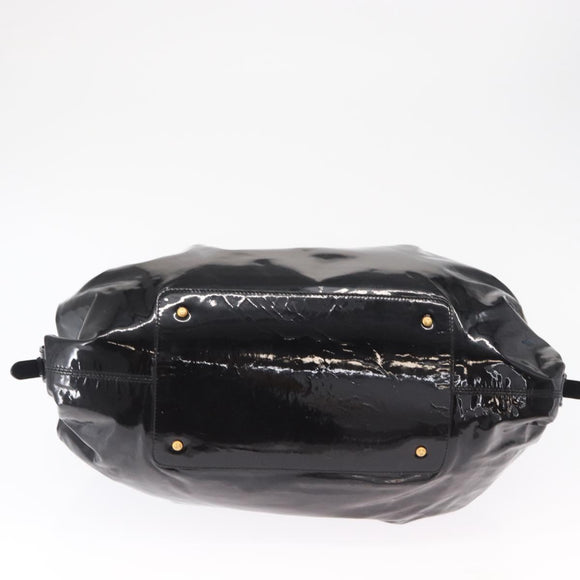 Salvatore Ferragamo Gancini Tote Bag Patent leather Black Gold Auth BA9545