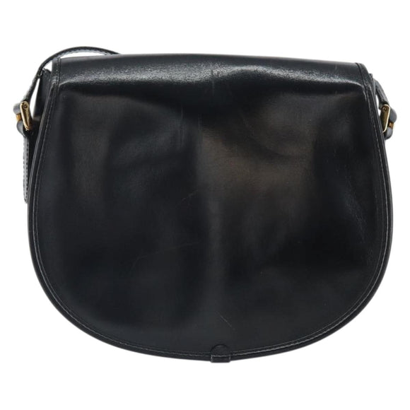 GUCCI Shoulder Bag Leather Black Gold 007 49 0074 Auth BA9548