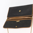 Christian Dior Honeycomb Canvas Chain Shoulder Bag PVC Black Gold Auth BA9551-17