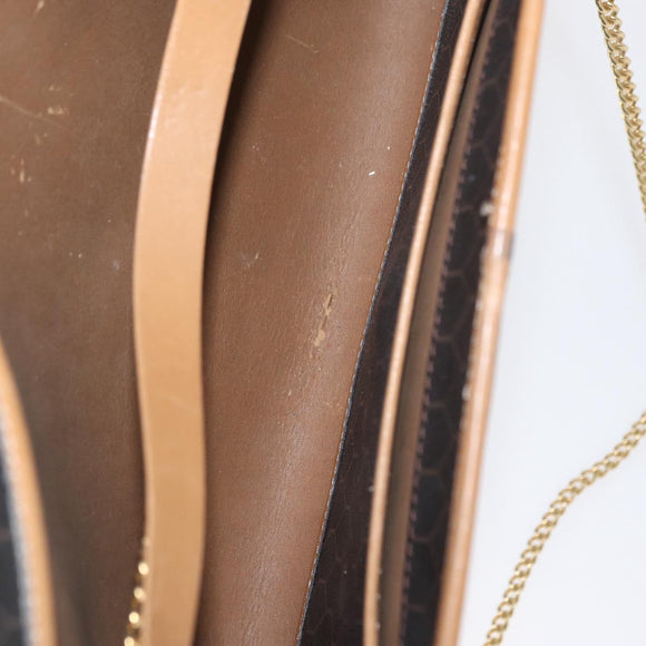 Christian Dior Honeycomb Canvas Chain Shoulder Bag PVC Black Gold Auth BA9551