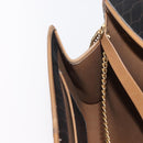 Christian Dior Honeycomb Canvas Chain Shoulder Bag PVC Black Gold Auth BA9551-21