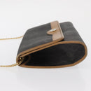 Christian Dior Honeycomb Canvas Chain Shoulder Bag PVC Black Gold Auth BA9551-7