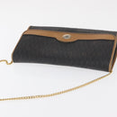 Christian Dior Honeycomb Canvas Chain Shoulder Bag PVC Black Gold Auth BA9551-8