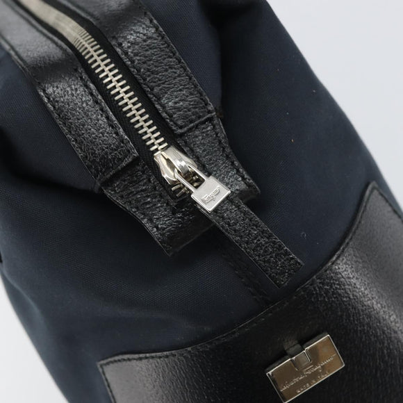 Salvatore Ferragamo Hand Bag Nylon Black Silver Auth BA9555
