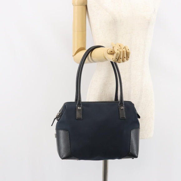 Salvatore Ferragamo Hand Bag Nylon Black Silver Auth BA9555