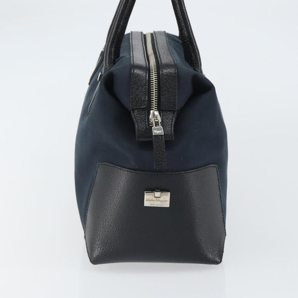 Salvatore Ferragamo Hand Bag Nylon Black Silver Auth BA9555