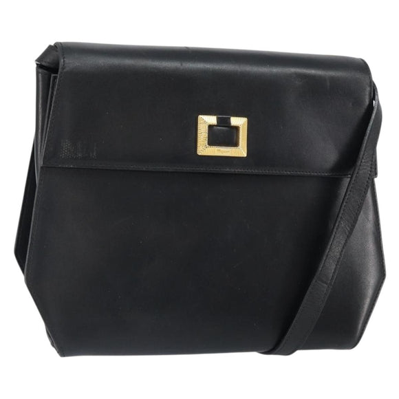 Salvatore Ferragamo Shoulder Bag Leather Black Gold Auth BA9556