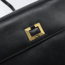 Salvatore Ferragamo Shoulder Bag Leather Black Gold Auth BA9556-14