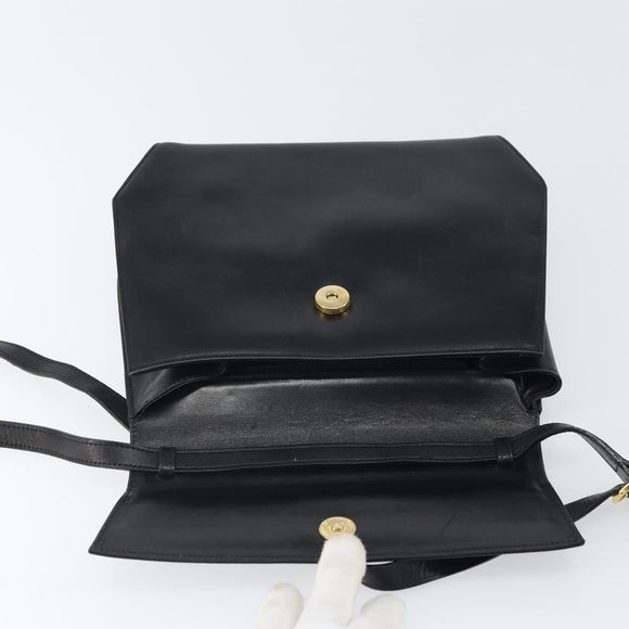 Salvatore Ferragamo Shoulder Bag Leather Black Gold Auth BA9556