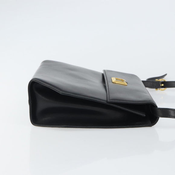 Salvatore Ferragamo Shoulder Bag Leather Black Gold Auth BA9556