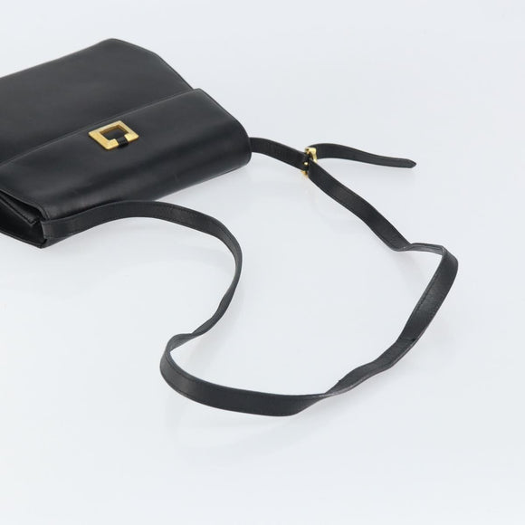 Salvatore Ferragamo Shoulder Bag Leather Black Gold Auth BA9556