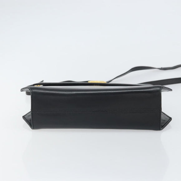 Salvatore Ferragamo Shoulder Bag Leather Black Gold Auth BA9556