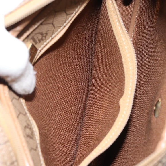 Christian Dior Honeycomb Canvas Shoulder Bag PVC Beige Gold Auth BA9558