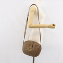 Christian Dior Honeycomb Canvas Shoulder Bag PVC Beige Gold Auth BA9558-23