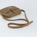 Christian Dior Honeycomb Canvas Shoulder Bag PVC Beige Gold Auth BA9558-7