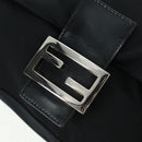 FENDI Mamma Baguette Shoulder Bag Nylon Black Silver Auth BA9559V-19