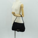 FENDI Mamma Baguette Shoulder Bag Nylon Black Silver Auth BA9559V-25