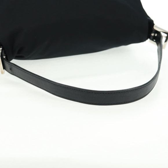 FENDI Mamma Baguette Shoulder Bag Nylon Black Silver Auth BA9559V