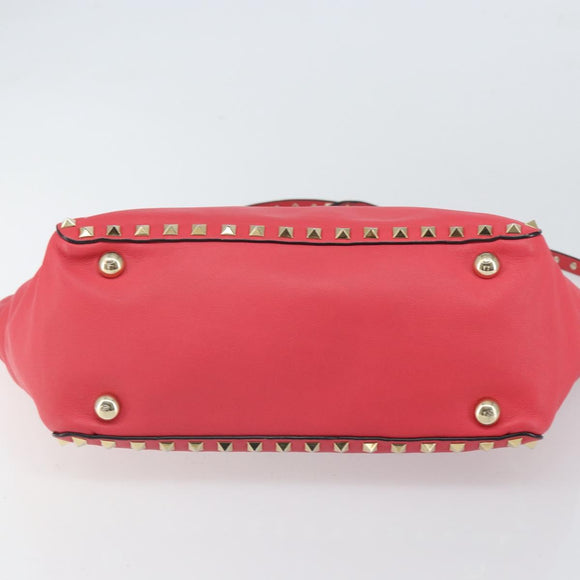VALENTINO Rock Studs Handtasche Leder 2-Wege Pink Gold Auth BA9561