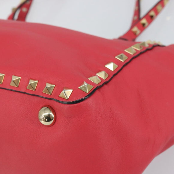 VALENTINO Rock Studs Handtasche Leder 2-Wege Pink Gold Auth BA9561