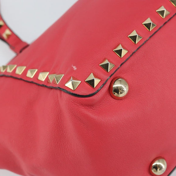 VALENTINO Rock Studs Handtasche Leder 2-Wege Pink Gold Auth BA9561