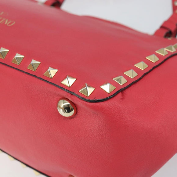 VALENTINO Rock Studs Handtasche Leder 2-Wege Pink Gold Auth BA9561