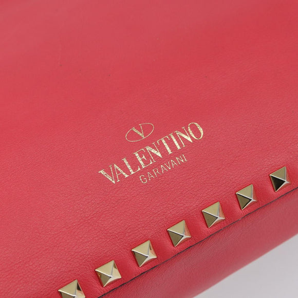 VALENTINO Rock Studs Handtasche Leder 2-Wege Pink Gold Auth BA9561