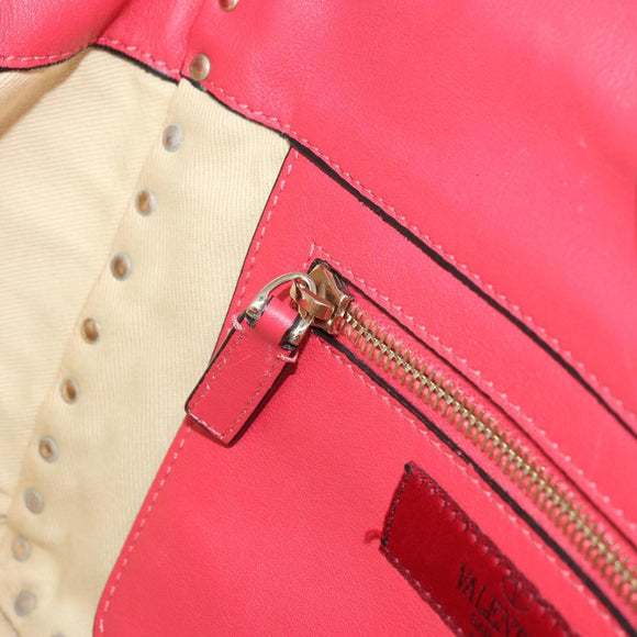 VALENTINO Rock Studs Handtasche Leder 2-Wege Pink Gold Auth BA9561