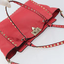 VALENTINO Rock Studs Handtasche Leder 2-Wege Pink Gold Auth BA9561-6