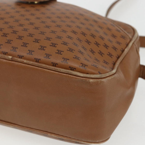 CELINE Macadam Canvas Shoulder Bag PVC Brown Gold Auth BA9563