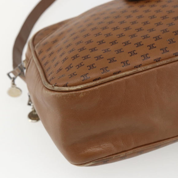 CELINE Macadam Canvas Shoulder Bag PVC Brown Gold Auth BA9563