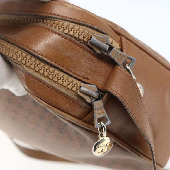 CELINE Macadam Canvas Shoulder Bag PVC Brown Gold Auth BA9563