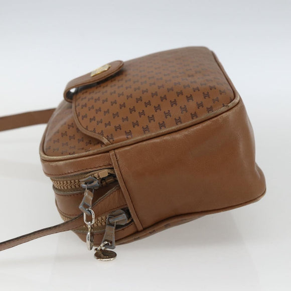 CELINE Macadam Canvas Shoulder Bag PVC Brown Gold Auth BA9563