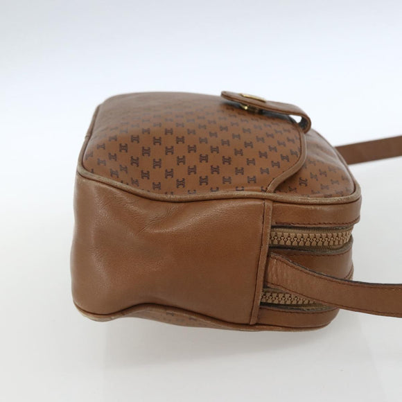 CELINE Macadam Canvas Shoulder Bag PVC Brown Gold Auth BA9563