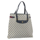 GUCCI GG Supreme Sherry Line Tote Bag PVC Navy Gold 39 02 091 Auth BA9564-1