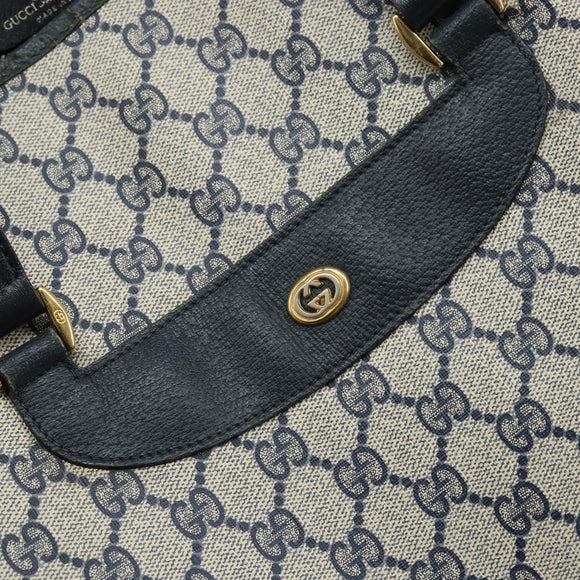 GUCCI GG Supreme Sherry Line Tote Bag PVC Navy Gold 39 02 091 Auth BA9564