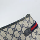 GUCCI GG Supreme Sherry Line Tote Bag PVC Navy Gold 39 02 091 Auth BA9564-15