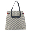GUCCI GG Supreme Sherry Line Tote Bag PVC Navy Gold 39 02 091 Auth BA9564-2