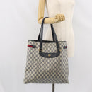 GUCCI GG Supreme Sherry Line Tote Bag PVC Navy Gold 39 02 091 Auth BA9564-22