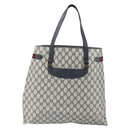 GUCCI GG Supreme Sherry Line Tote Bag PVC Navy Gold 39 02 091 Auth BA9564-3